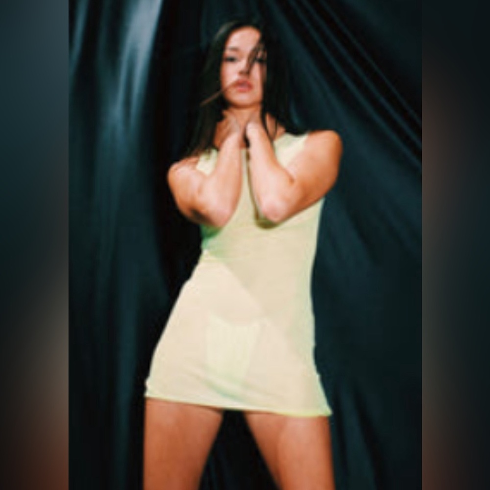 Heart Of Sun Lime Green Arcadia Mesh Sleeveless Dress Coverup Mini Tank Top S